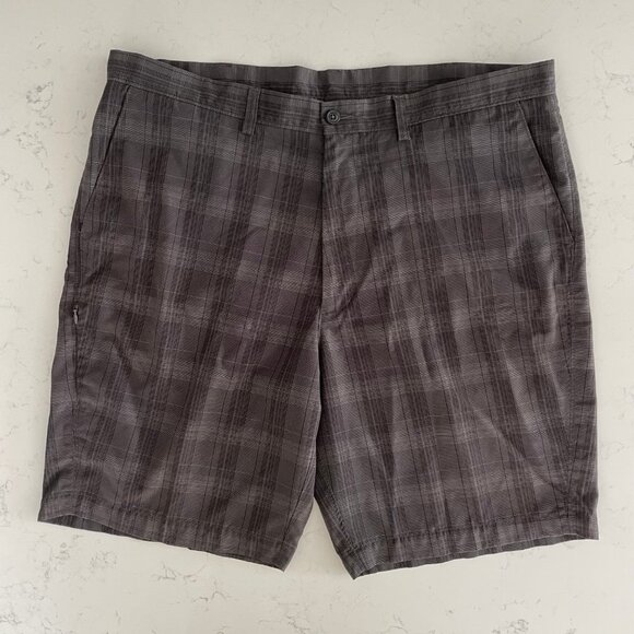 Haggar 1926 Casual 5 Pocket Polyester Plaid Bermuda Shorts Brown + Black Sz 40 - Picture 9 of 9